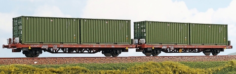 ACME 45108 - H0 - 2-tlg. Set Flachwagen mit Militärcontainer, Ep. IV-V, FS